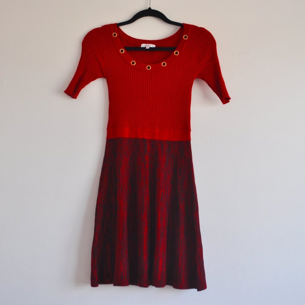 Red A-line Sweater Dress